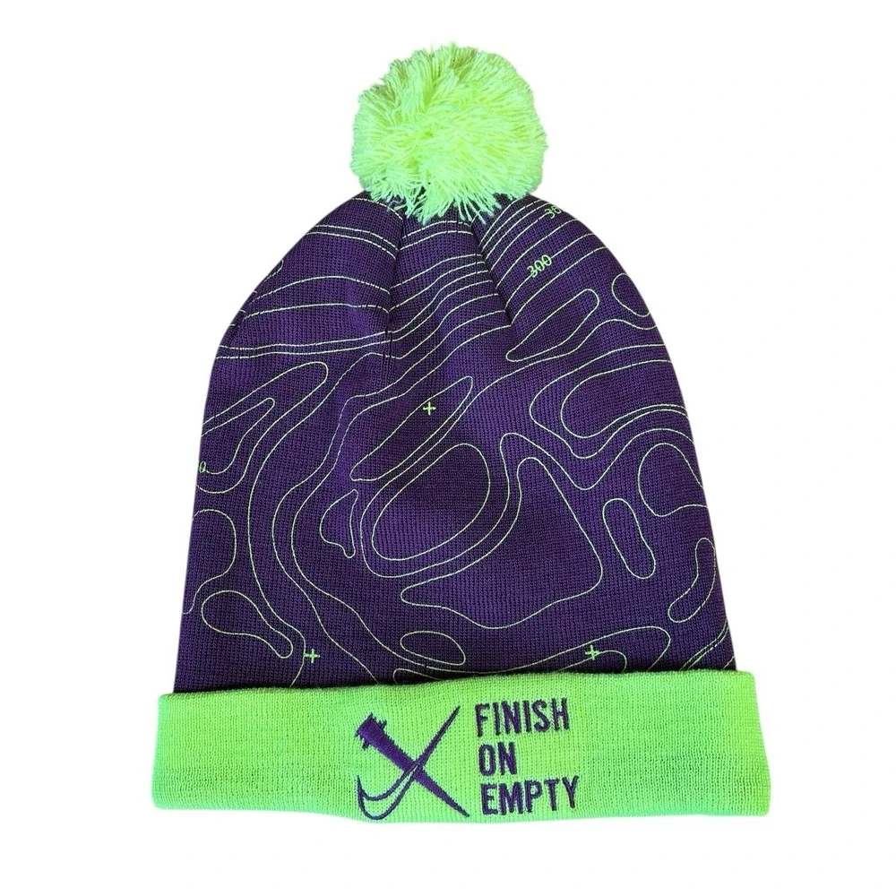 Nike NXR Finish On Empty Beanie Hat Unisex One Size Purple‎ Pom Cuffed
